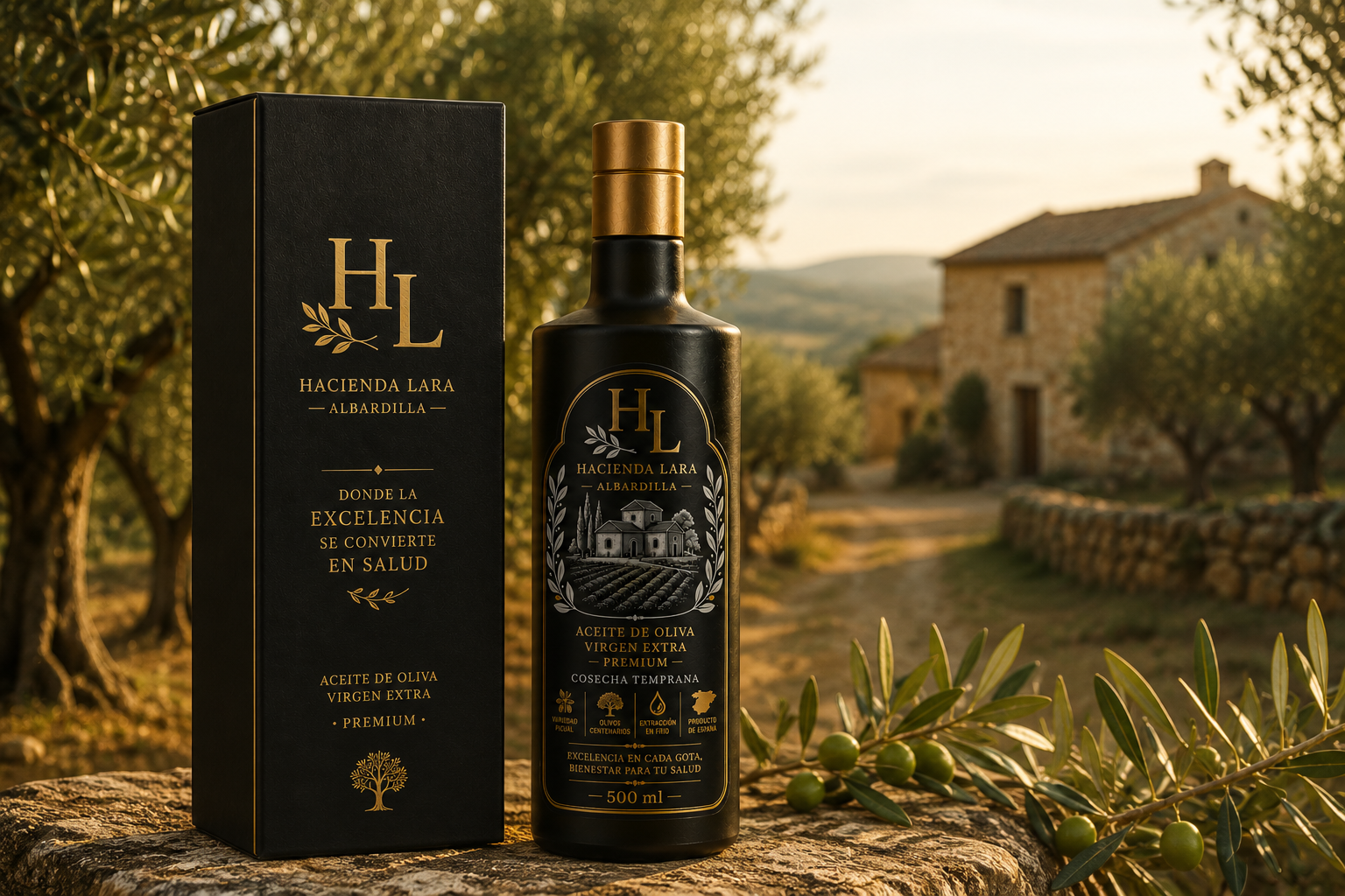Estuche Aceite de Oliva Virgen Extra Premium Hacienda Lara - Imagen 3